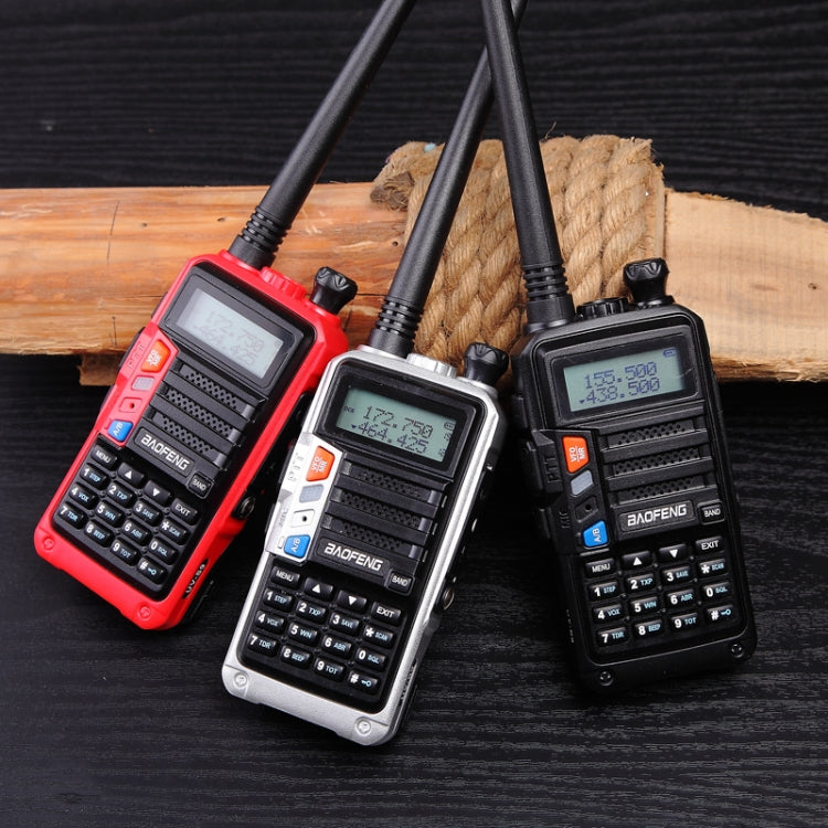 Baofeng BF-UV5R Plus S9 FM インターフォン ハンドヘルドトランシーバー、USプラグ、ブラック、レッド、シルバー