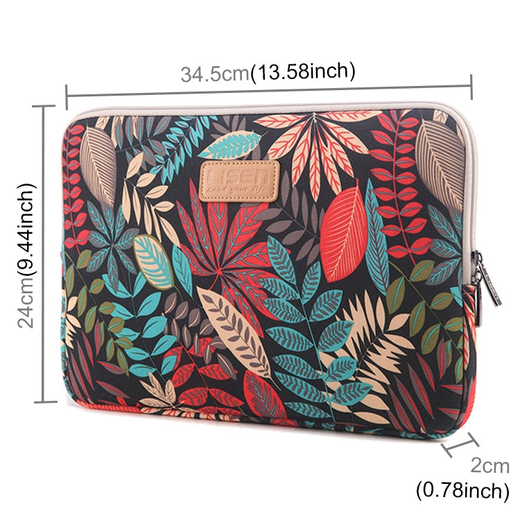 Lisen 13インチ スリーブケース カラフルリーフ ジッパーブリーフケース キャリングバッグ Macbook、Samsung、Lenovo、Sony、DELL Alienware、CHUWI、ASUS、HP、13インチ以下のノートパソコン用、13インチ