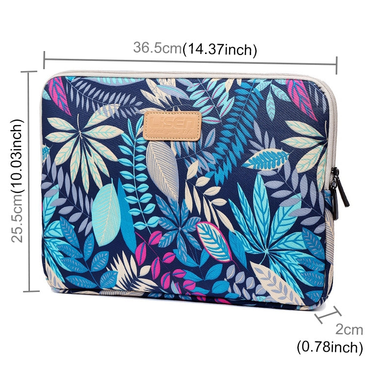Lisen 14インチ スリーブケース カラフルリーフ ジッパーブリーフケース キャリングバッグ Macbook、Samsung、Lenovo、Sony、DELL Alienware、CHUWI、ASUS、HP、14インチ以下のノートパソコン用、14インチ