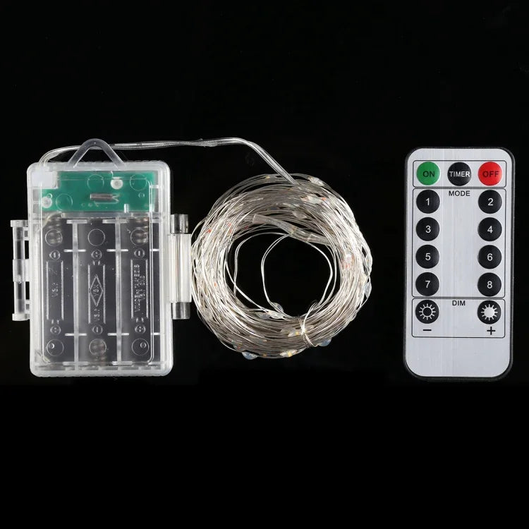 50灯 3 x AA電池ボックス フェアリーランプ装飾ライト リモコン付き、DC 5V、カラフルライト/リモコン、ホワイトライト/リモコン、暖白色/リモコン