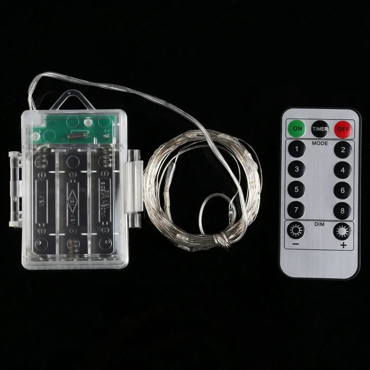 50灯 3 x AA電池ボックス フェアリーランプ装飾ライト リモコン付き、DC 5V、カラフルライト/リモコン、ホワイトライト/リモコン、暖白色/リモコン