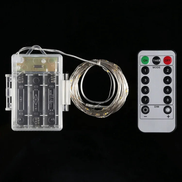 50灯 3 x AA電池ボックス フェアリーランプ装飾ライト リモコン付き、DC 5V、カラフルライト/リモコン、ホワイトライト/リモコン、暖白色/リモコン