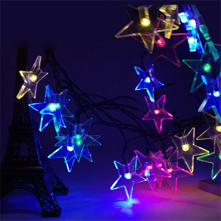 星形20LED屋外用ガーデンクリスマスフェスティバル装飾ソーラーランプストリング
