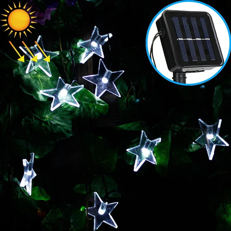星形20LED屋外用ガーデンクリスマスフェスティバル装飾ソーラーランプストリング