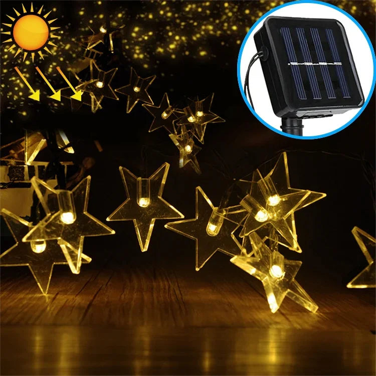 星形20LED屋外用ガーデンクリスマスフェスティバル装飾ソーラーランプストリング
