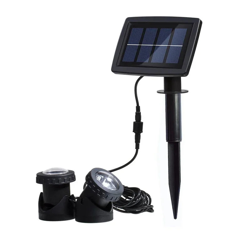 二頭LED屋外防水ソーラー水中スポットライト投光器、二頭