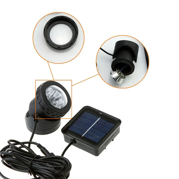 二頭LED屋外防水ソーラー水中スポットライト投光器、二頭