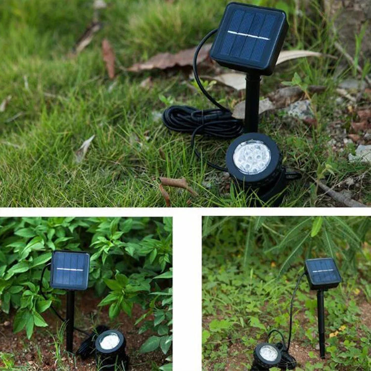 二頭LED屋外防水ソーラー水中スポットライト投光器、二頭