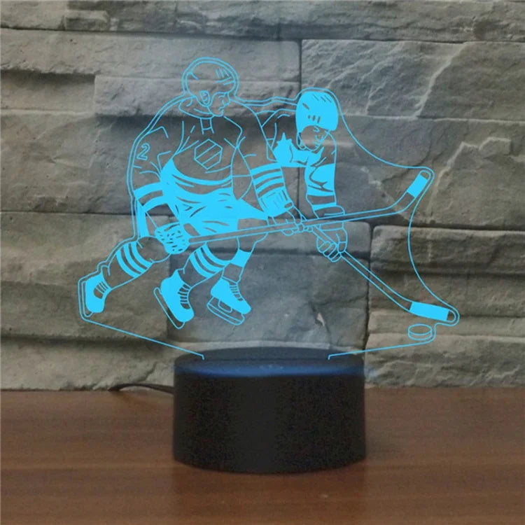 アイスホッケー形3DカラフルLEDビジョンライト テーブルランプ、充電タッチバージョン、充電タッチバージョン