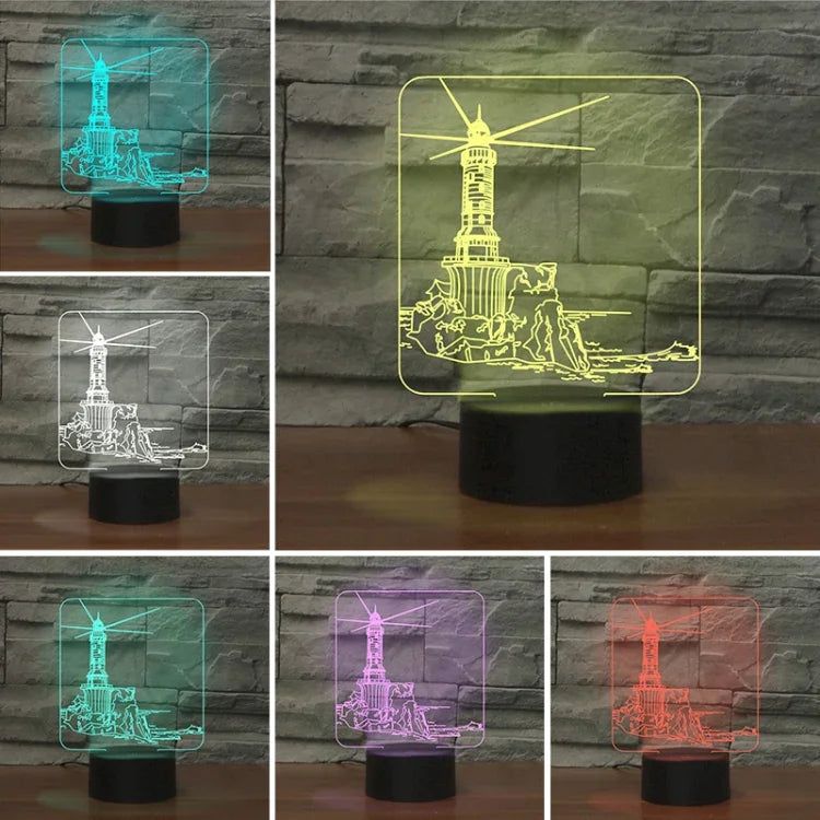 灯台形3DカラフルLEDビジョンライト テーブルランプ、16色リモコンバージョン、16色リモコンバージョン