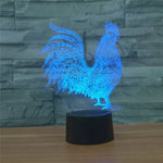 Cock Shape 3D Colorful LED Vision Light Table Lamp, Crack Touch Version, Crack Touch Version