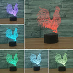 Cock Shape 3D Colorful LED Vision Light Table Lamp, Crack Touch Version, Crack Touch Version