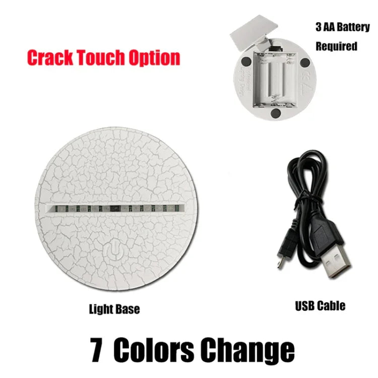Cock Shape 3D Colorful LED Vision Light Table Lamp, Crack Touch Version, Crack Touch Version
