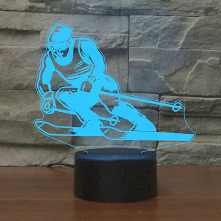 スキー形3DカラフルLEDビジョンライト テーブルランプ、16色リモコンバージョン、16色リモコンバージョン