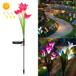 模擬ユリの花 4灯 ソーラー駆動屋外 IP55防水 LED装飾芝生ランプ ホワイトライト