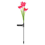 模擬ユリの花 4灯 ソーラー駆動屋外 IP55防水 LED装飾芝生ランプ ホワイトライト