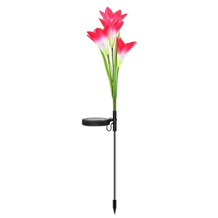 模擬ユリの花 4灯 ソーラー駆動屋外 IP55防水 LED装飾芝生ランプ ホワイトライト