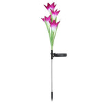 模擬ユリの花 4灯 ソーラー駆動屋外 IP55防水 LED装飾芝生ランプ ホワイトライト