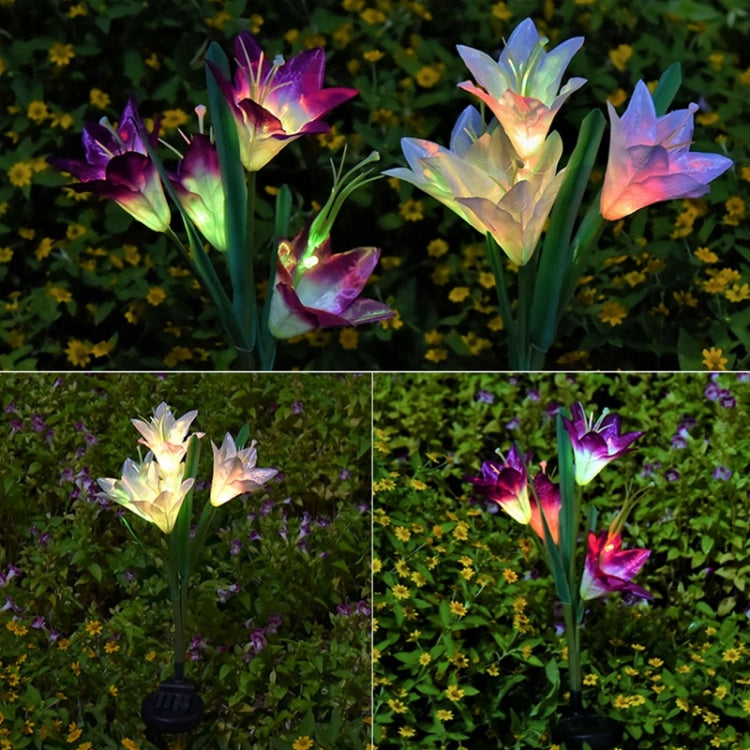 模擬ユリの花 4灯 ソーラー駆動屋外 IP55防水 LED装飾芝生ランプ ホワイトライト