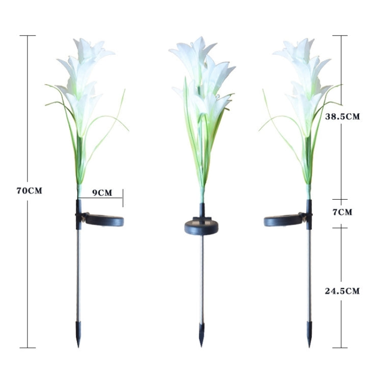 模擬ユリの花 4灯 ソーラー駆動屋外 IP55防水 LED装飾芝生ランプ ホワイトライト
