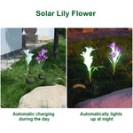 模擬ユリの花 4灯 ソーラー駆動屋外 IP55防水 LED装飾芝生ランプ ホワイトライト