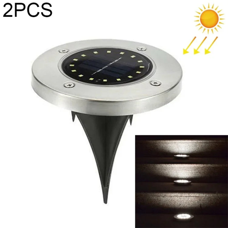 2個セット 16LED ソーラー充電式埋設ライト 地中ランプ IP65防水 屋外ガーデン街路灯、16LED