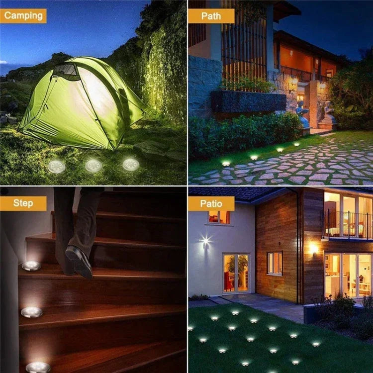 2個セット 16LED ソーラー充電式埋設ライト 地中ランプ IP65防水 屋外ガーデン街路灯、16LED