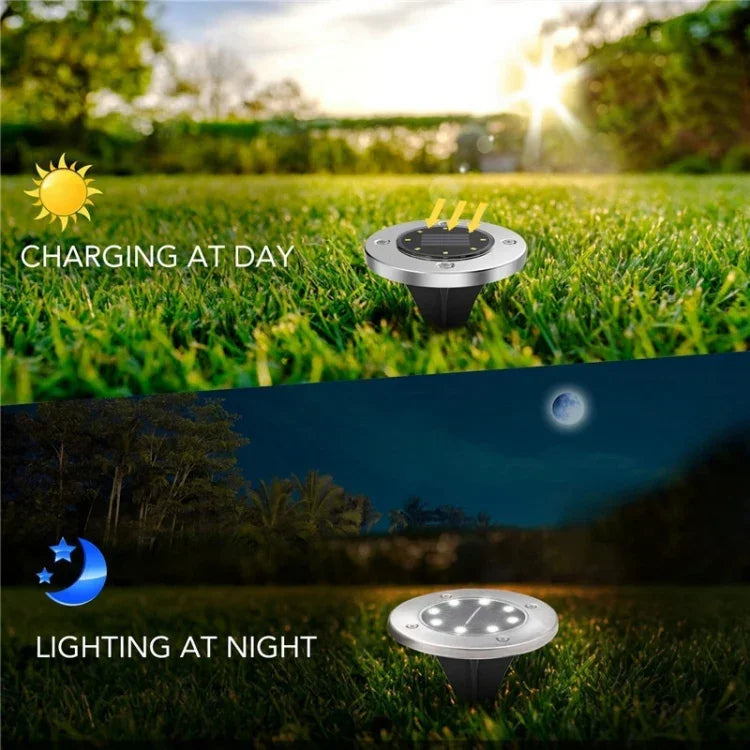 2個セット 16LED ソーラー充電式埋設ライト 地中ランプ IP65防水 屋外ガーデン街路灯、16LED