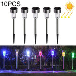 10個セット ソーラーエネルギー屋外芝生ランプ ステンレス製 IP65防水 LED装飾ガーデンライト