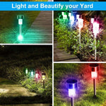 10個セット ソーラーエネルギー屋外芝生ランプ ステンレス製 IP65防水 LED装飾ガーデンライト