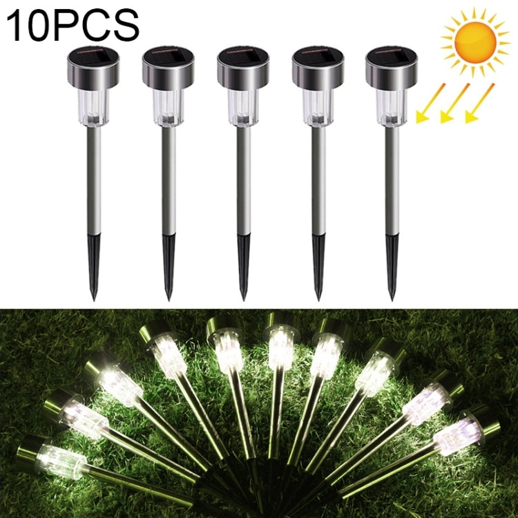 10個セット ソーラーエネルギー屋外芝生ランプ ステンレス製 IP65防水 LED装飾ガーデンライト
