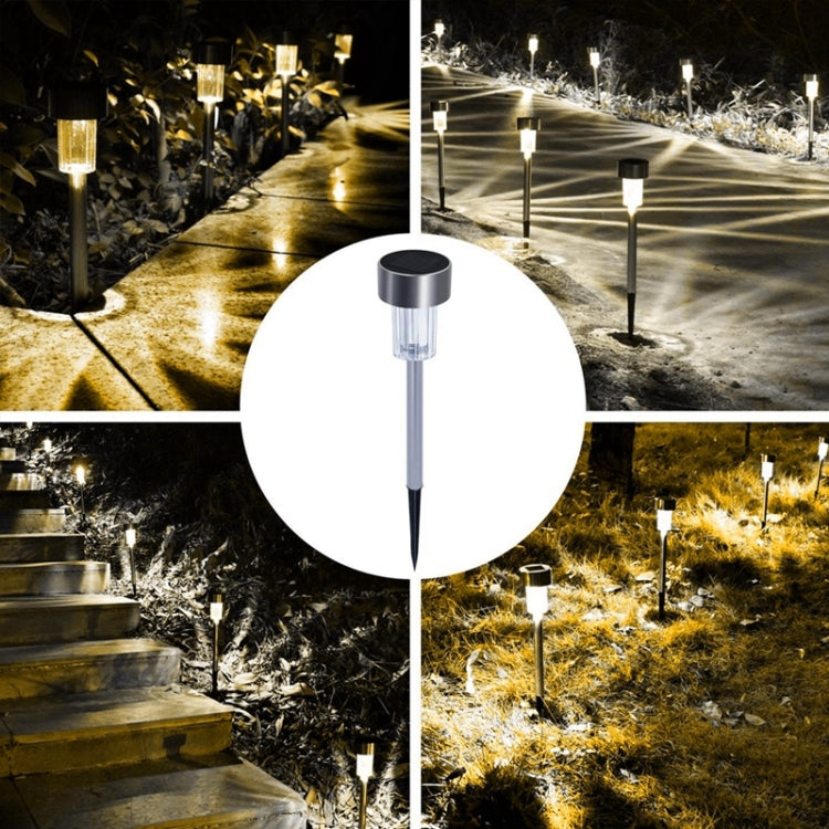 10個セット ソーラーエネルギー屋外芝生ランプ ステンレス製 IP65防水 LED装飾ガーデンライト