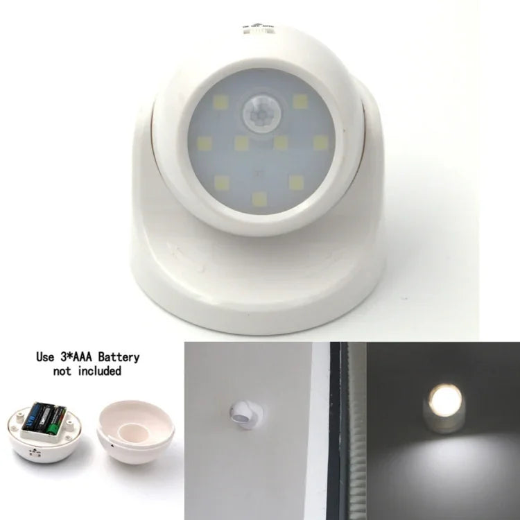 9LED 240ルーメン 6000K 360度回転 ワイヤレスモーションセンサー ワードローブライト／ナイトライト／壁掛けランプ 寝室、リビング、浴室、通路用