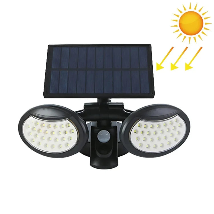 56LED 家庭用照明 一体型中庭防水ダブルヘッド回転式ソーラー壁掛けライト 街路灯、56LED
