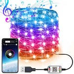 クリスマス装飾 RGB銅線ストリングライト Bluetoothモバイルアプリ制御、長さ：10m 100灯、10m 100灯