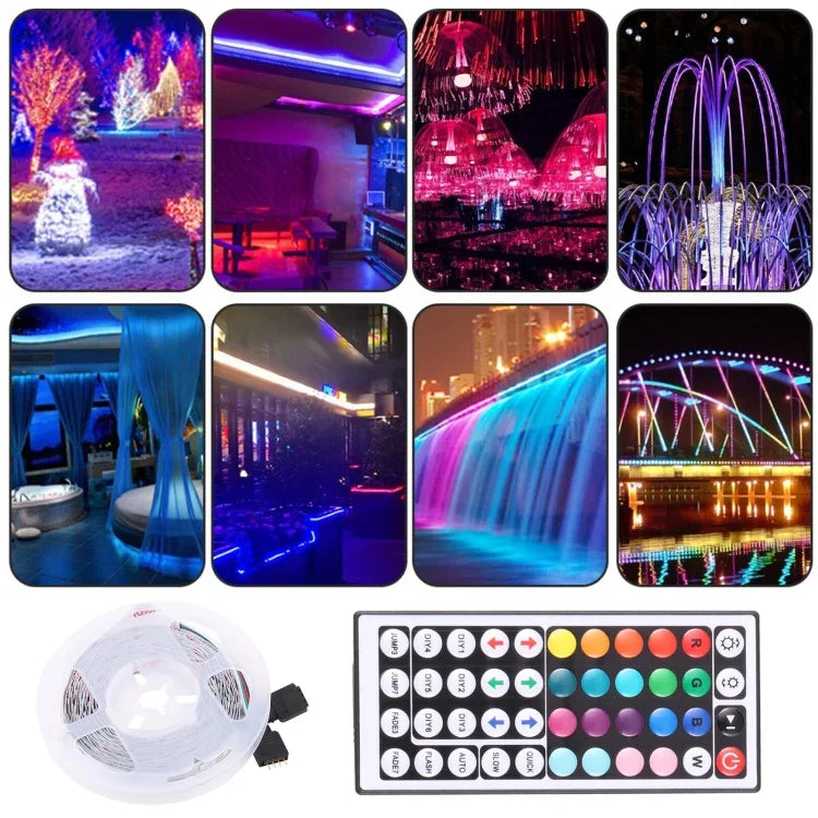 ベアボード 2835 SMD RGB LEDロープライト、60灯/m、長さ：5m、12V 2A 100-240V、44キーリモコン付き、2835 SMD RGB LED、5m、44キーリモコン付き