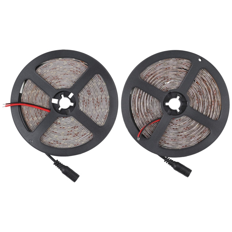 2本セット ベアボード 2835 SMD 調光可能ホワイトライト/暖色LEDロープライト、60灯/m、長さ：5m、12V 2A 100-240V、2835 SMD LED、5m x 2