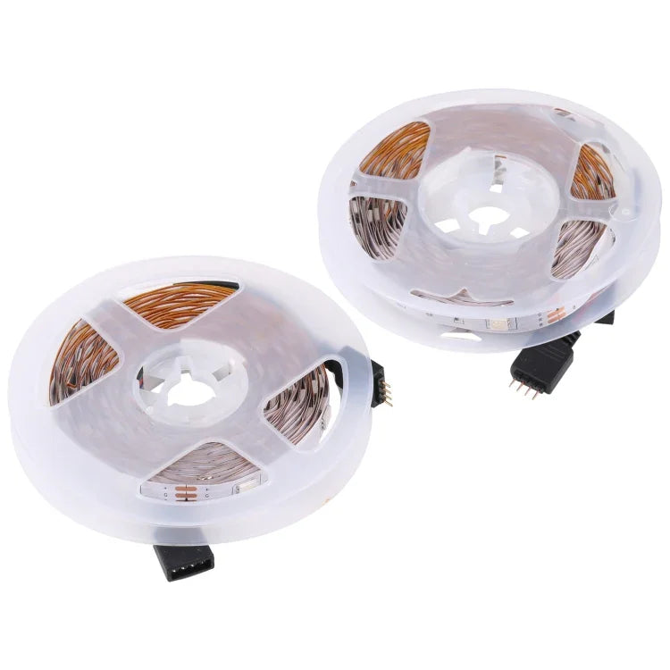 2個セット 裸基板 5050 SMD RGB LEDロープライト、30 LED/m、長さ：5m、12V 2A 100-240V、24キー落書きコントローラー付き、5050 SMD RGB LED、5m x 2