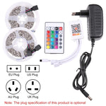 2個セット 裸基板 5050 SMD RGB LEDロープライト、30 LED/m、長さ：5m、12V 2A 100-240V、24キー落書きコントローラー付き、5050 SMD RGB LED、5m x 2