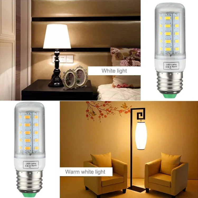 SMD 5730 省エネ電球、DC 12-30V、E27 36 LED 白色光、E27 36 LED 暖白色光