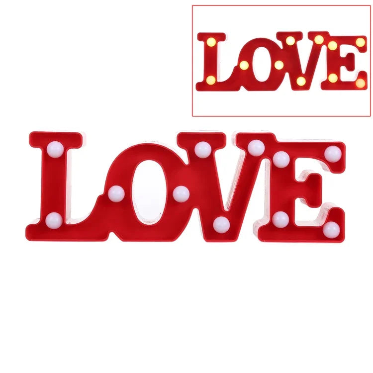 2 x AA電池式 パーティーフェスティバルテーブル結婚式ランプ ナイトライト、LOVE（赤）、LOVE（白）