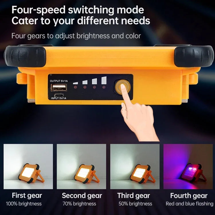 50W 32個LED ソーラー ポータブルキャンプライト 磁気照明 緊急ライト 明るさ4段階＆パワーバンク＆バッテリーインジケーター付き