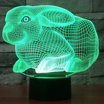 7 Colour Discoloration Creative Visual Stereo Lamp Desk Lamp Night Light, Rabbit Shape