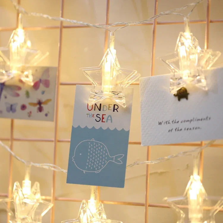 20 LED USB電源チェーンランプ 家庭用装飾ライト 写真吊り下げ用 DIYパーティー、結婚式、クリスマス装飾、3m USB