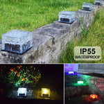 ソーラー駆動スクエア強化ガラス屋外LED埋め込みライト ガーデン装飾ランプ IP55防水、サイズ：10 x 10 x 5.2cm