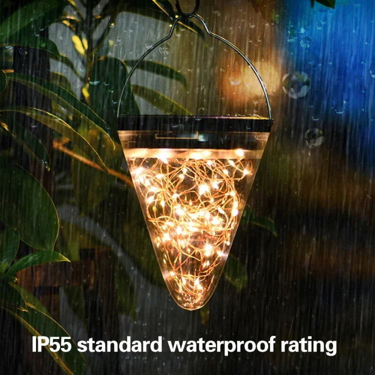 ソーラーエネルギー円錐形スターライトペンダントランプ IP55防水 屋外ガーデン装飾ライト