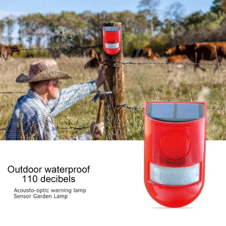Solar Powered Sound-light Alarm Warning Light IP65 Waterproof 110 dB Burglar Alarm