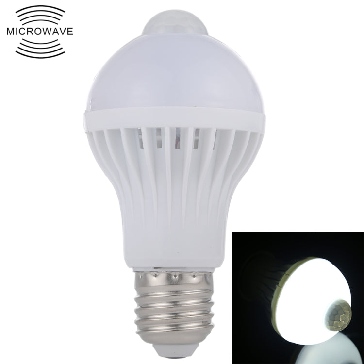 E27 5W 12灯SMD 5730 300LM赤外線モーションセンサーLED電球、センサー距離：4-6m、AC 220V、E27 5W白色光、E27 5W暖色光