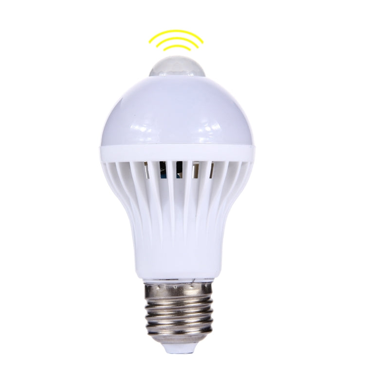 E27 5W 12灯SMD 5730 300LM赤外線モーションセンサーLED電球、センサー距離：4-6m、AC 220V、E27 5W白色光、E27 5W暖色光