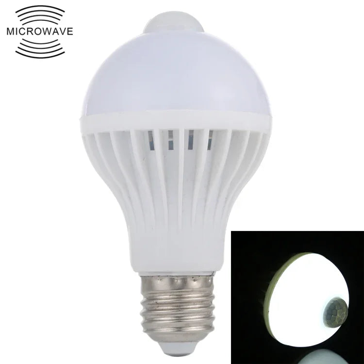 E27 7W 16灯SMD 5730 450LM赤外線モーションセンサーLED電球、センサー距離：4-6m、AC 220V、E27 7W白色光
